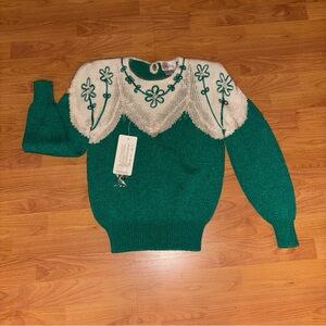 vintage women sweater green Medium